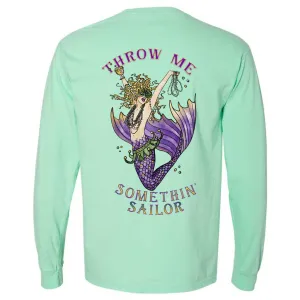 Mardi Gras Mermaid Long Sleeve T-Shirt (Island Reef)