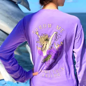 Mardi Gras Mermaid Long Sleeve T-Shirt (Lavender)