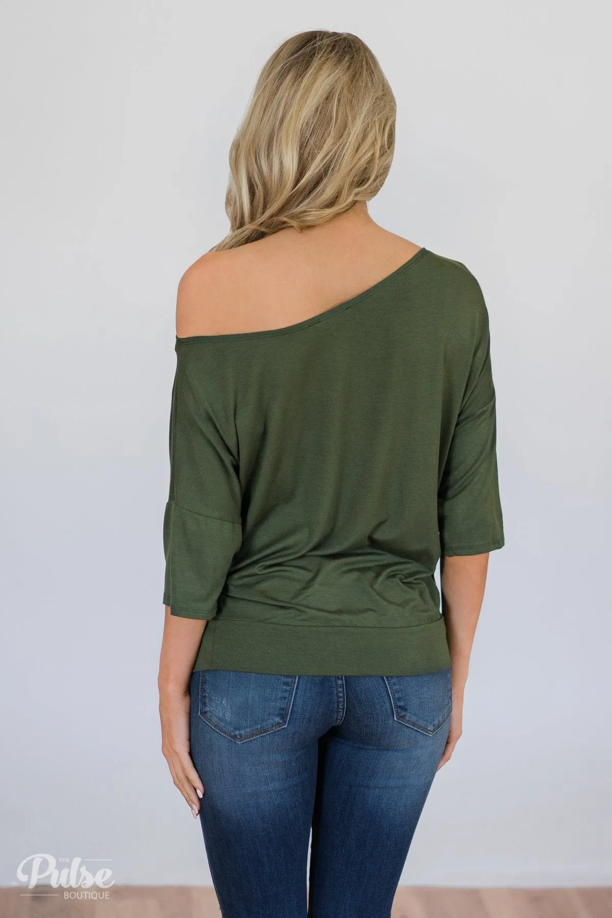 Mark My Words One Shoulder Top- Hunter Green