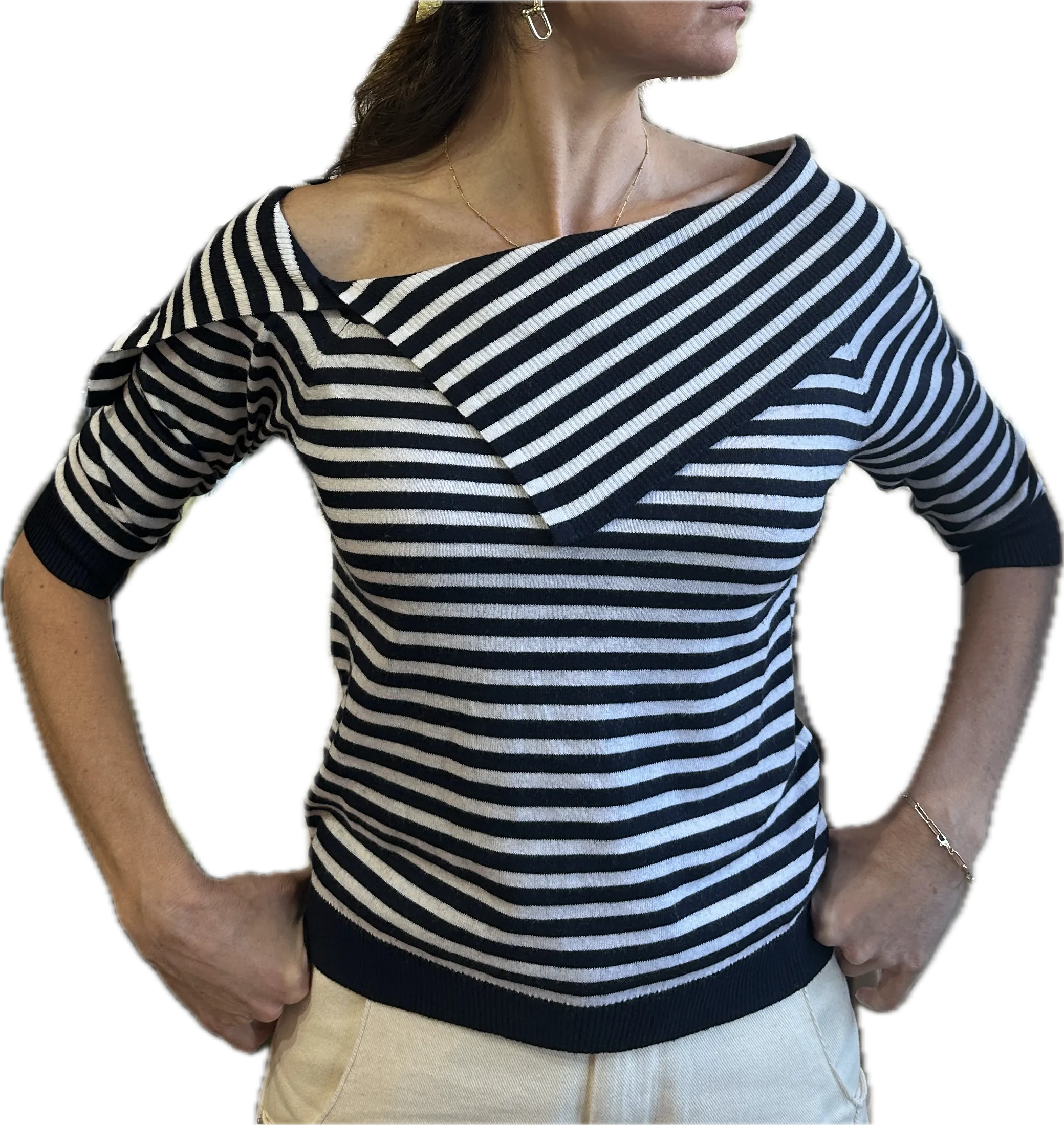 Minnie Rose Stripe Off Shoulder Top