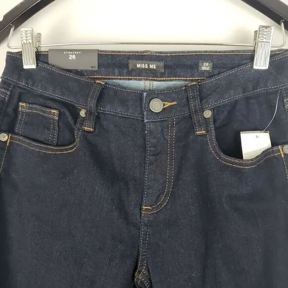 Miss Me Jeans 24 Dark Blue Straight Skinny Leg
