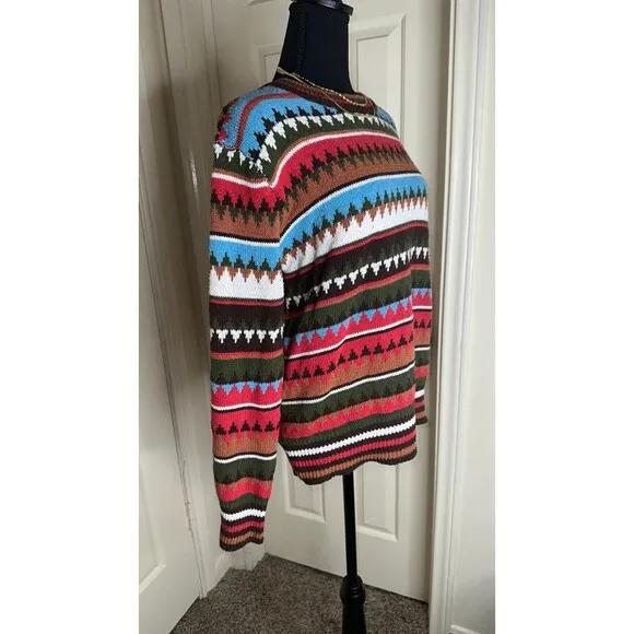 Misslook Vintage RARE Striped Fair isle geometric pullover knit sweater size M