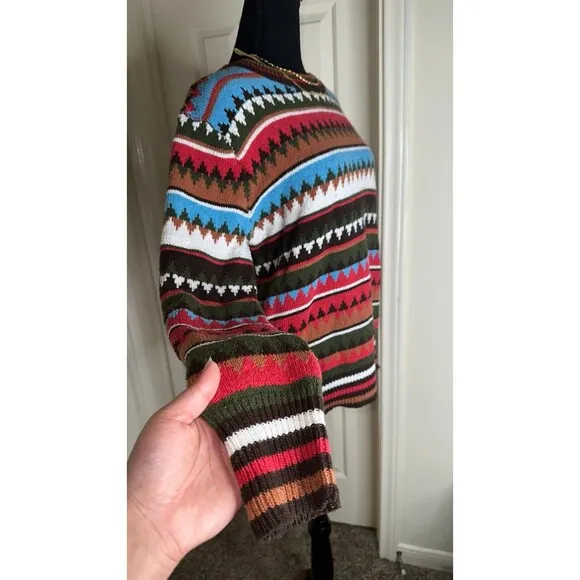 Misslook Vintage RARE Striped Fair isle geometric pullover knit sweater size M