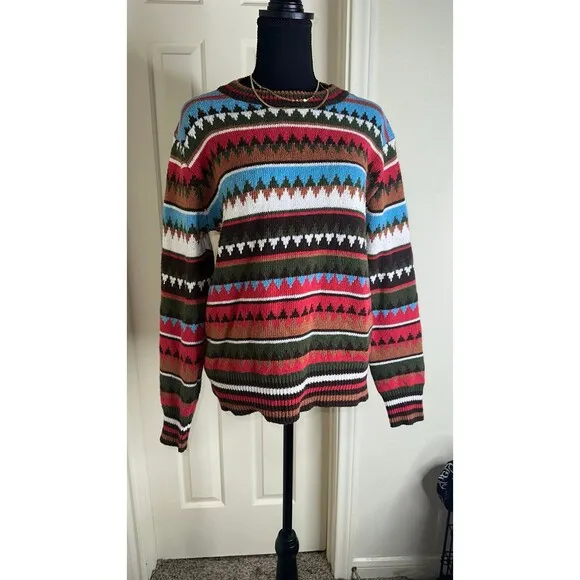 Misslook Vintage RARE Striped Fair isle geometric pullover knit sweater size M