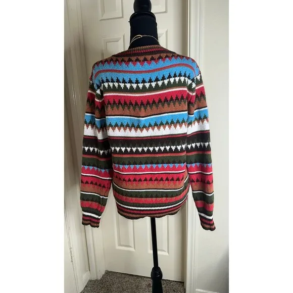 Misslook Vintage RARE Striped Fair isle geometric pullover knit sweater size M