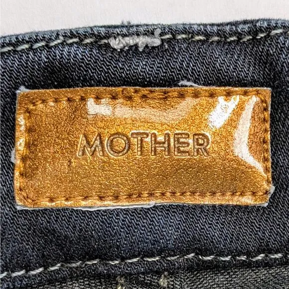 Mother Jeans Looker Womens 28 Charcoal Black Skinny High Waist Coffee Tea or Me