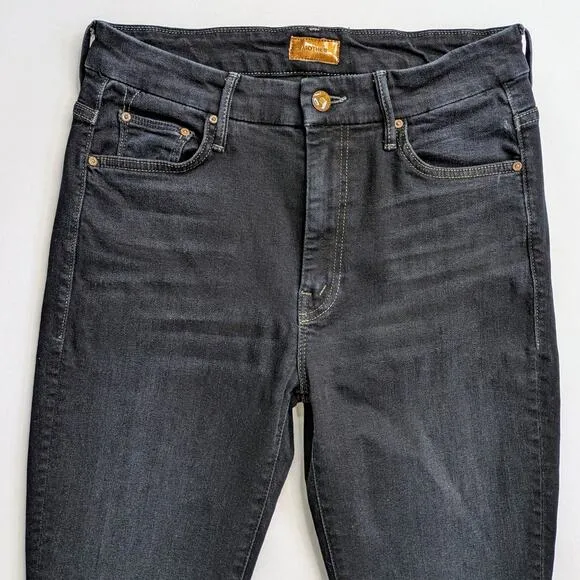 Mother Jeans Looker Womens 28 Charcoal Black Skinny High Waist Coffee Tea or Me