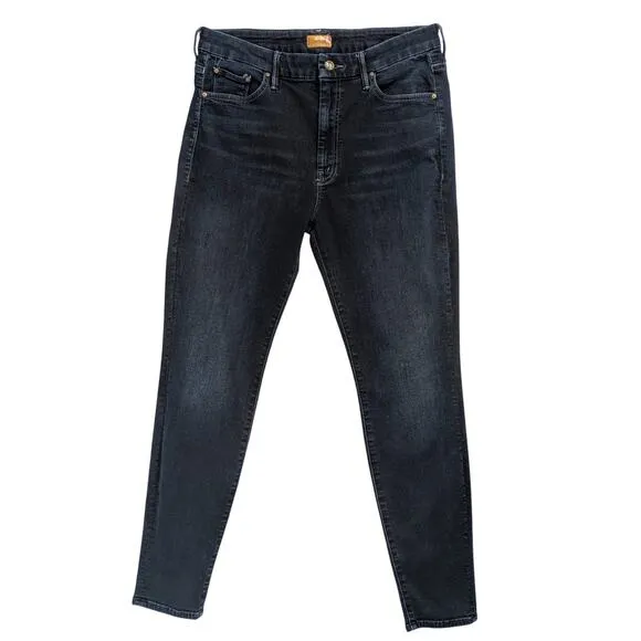 Mother Jeans Looker Womens 32 Charcoal Black Skinny High Waist Coffee Tea or Me