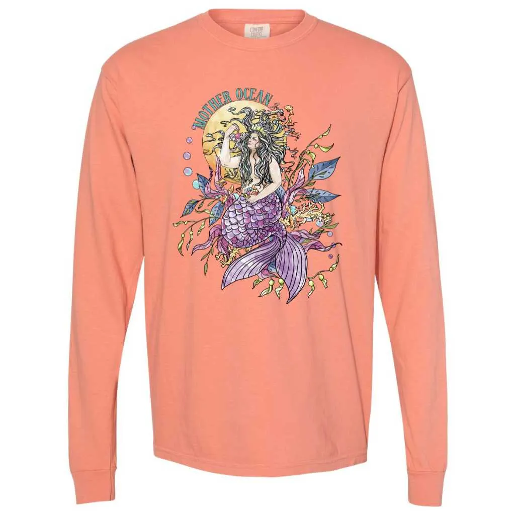 Mother Ocean Long Sleeve T-Shirt - Terracotta