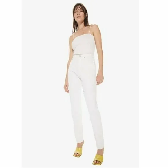 Mother SNACKS! High Waisted Straight Leg Twizzy Skimp Jeans in Sticky Rice sz 27