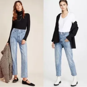 MOTHER The Springy Ankle • 15 Minutes Of Fame Straight Leg Light Wash Jeans