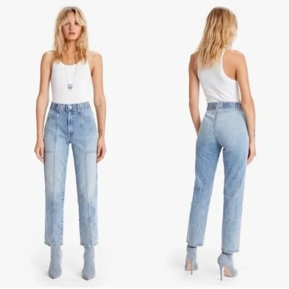 MOTHER The Springy Ankle • 15 Minutes Of Fame Straight Leg Light Wash Jeans
