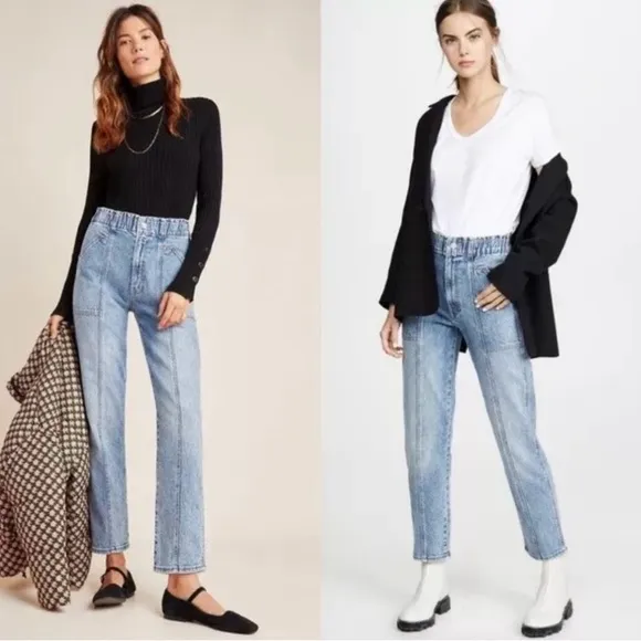 MOTHER The Springy Ankle • 15 Minutes Of Fame Straight Leg Light Wash Jeans