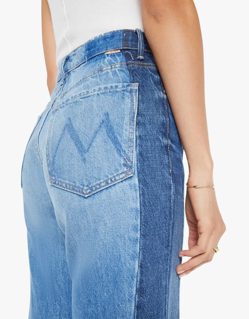Mother The Tux Sidestepper Sneak Fray Jeans in Double Stacked