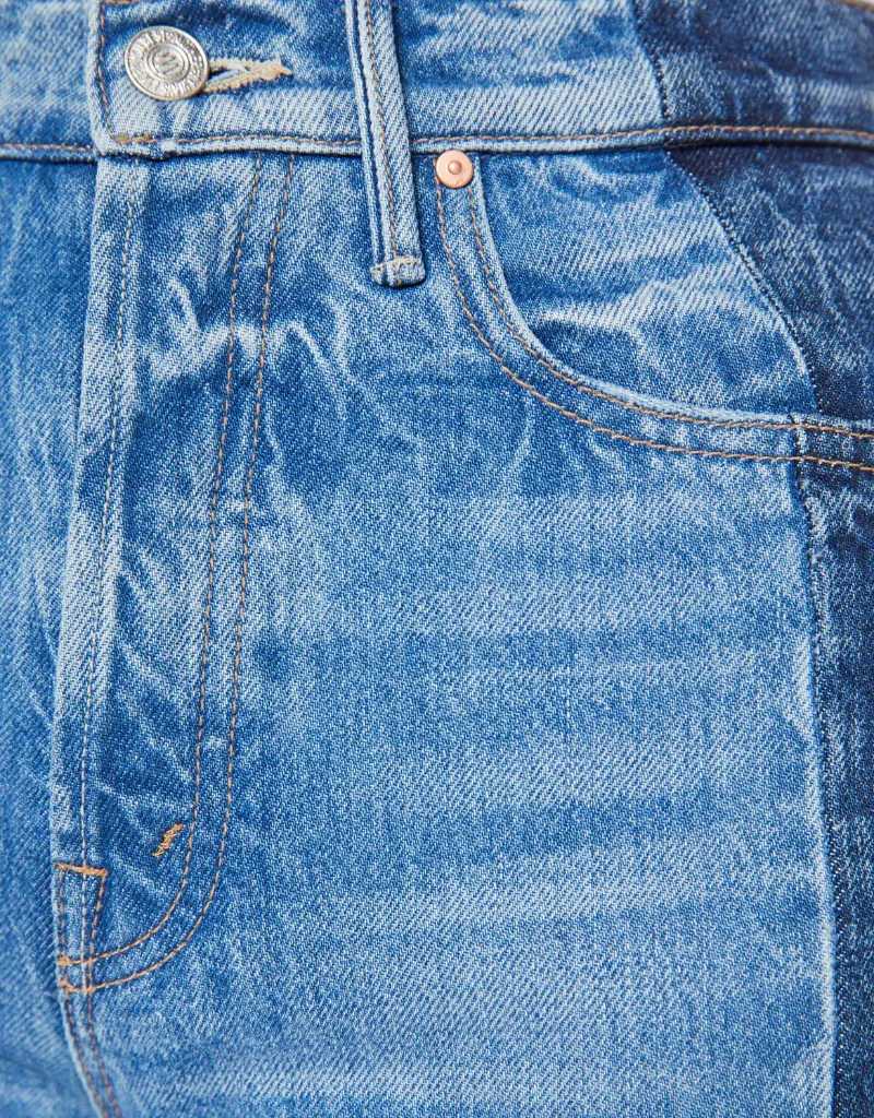 Mother The Tux Sidestepper Sneak Fray Jeans in Double Stacked