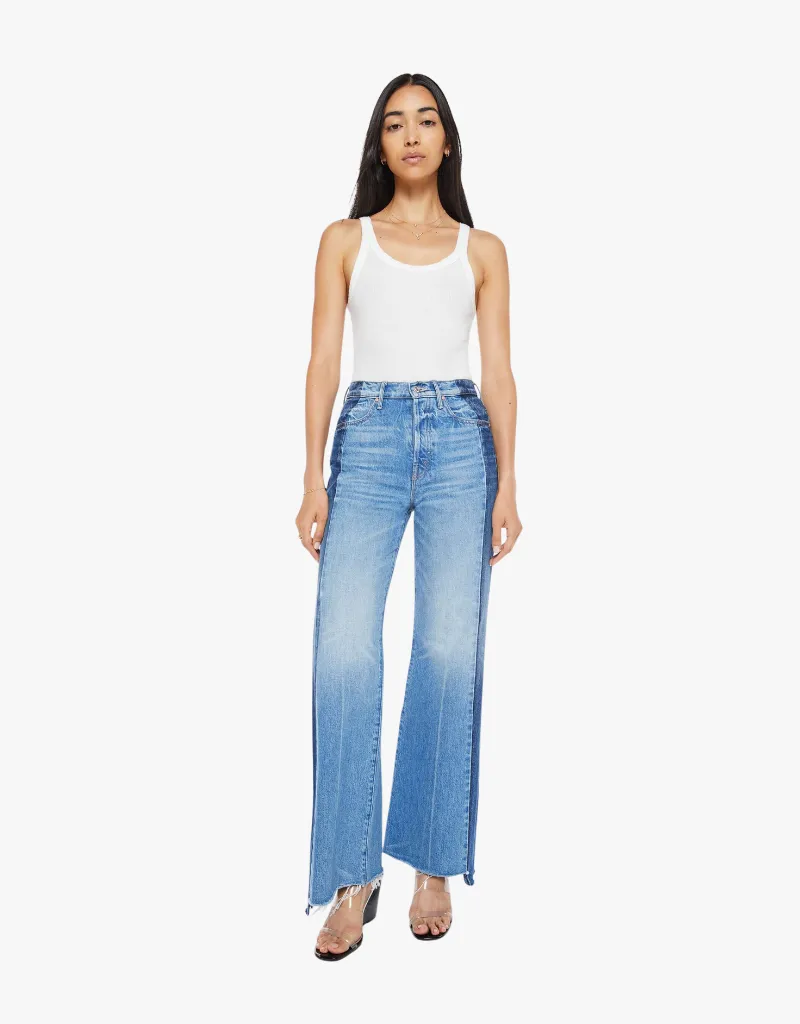 Mother The Tux Sidestepper Sneak Fray Jeans in Double Stacked