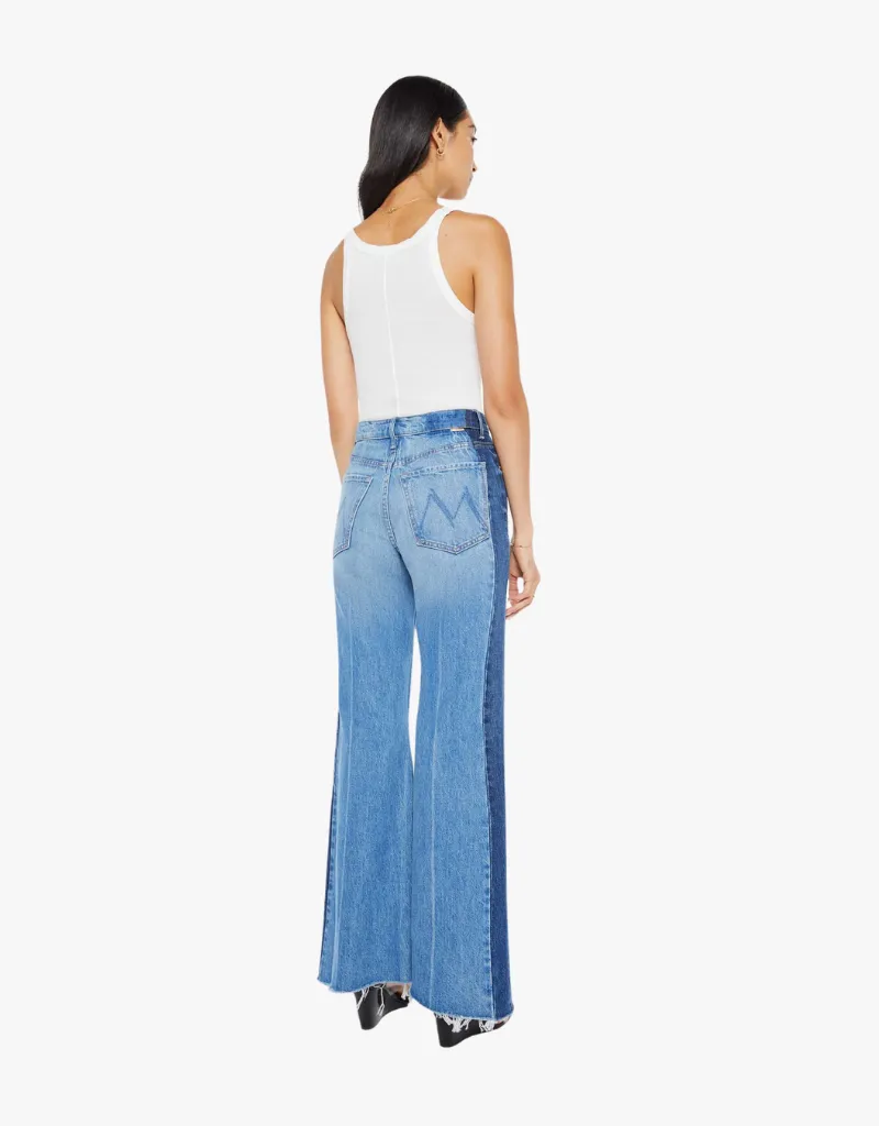 Mother The Tux Sidestepper Sneak Fray Jeans in Double Stacked
