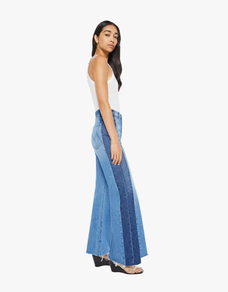 Mother The Tux Sidestepper Sneak Fray Jeans in Double Stacked