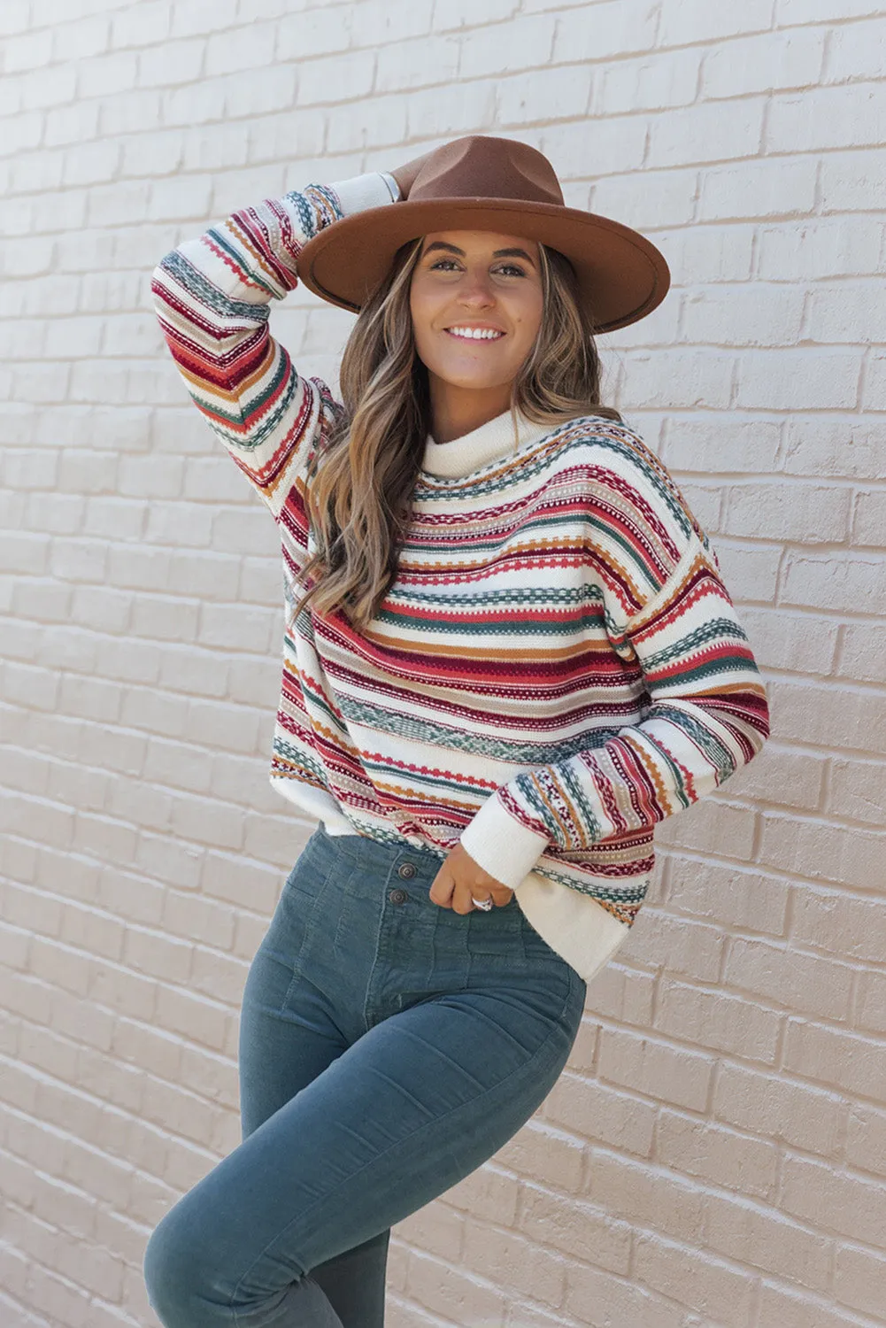 Multicolor Mixed Stripes Pullover Sweater