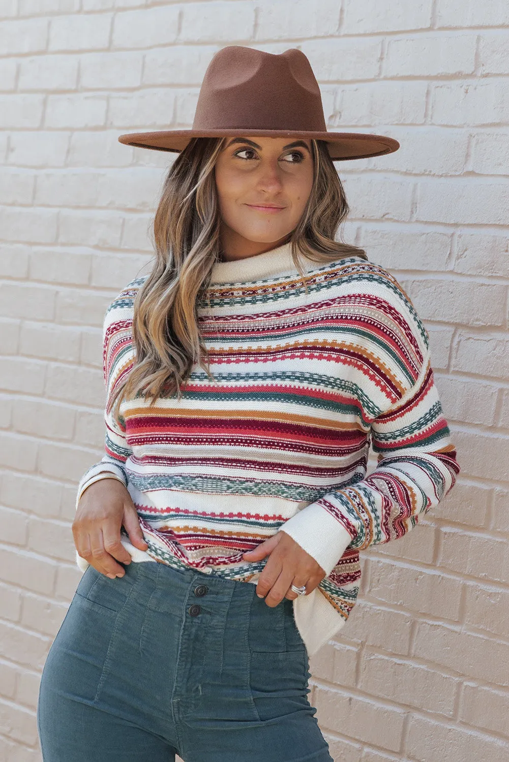 Multicolor Mixed Stripes Pullover Sweater