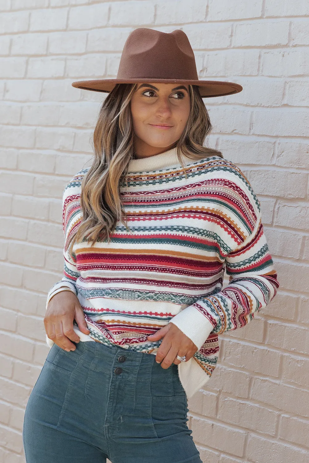 Multicolor Mixed Stripes Pullover Sweater