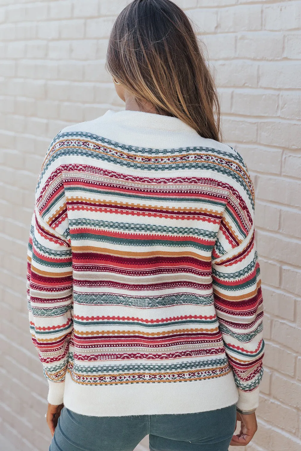 Multicolor Mixed Stripes Pullover Sweater