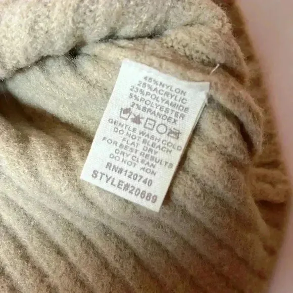 MYSTREE ROUND NECK RIBBED KNIT PULLOVER SWEATER BEIGE BROWN PIPING SIZE LARGE