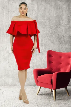 Name: Off The Shoulder Red Dress