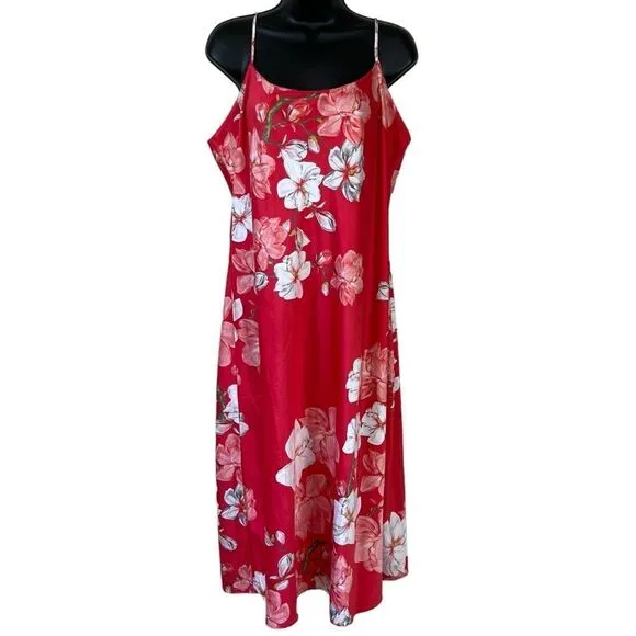 Natori Magnolia Floral Print Satin Chemise Gown