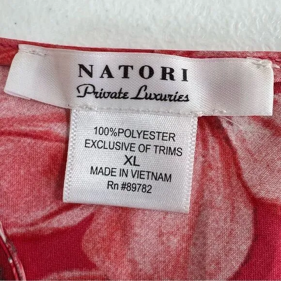 Natori Magnolia Floral Print Satin Chemise Gown