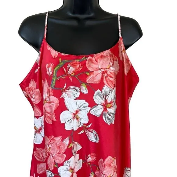 Natori Magnolia Floral Print Satin Chemise Gown