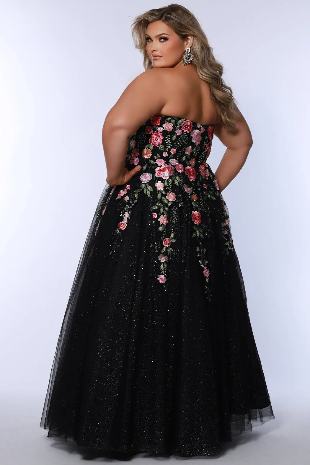 Natural Elegance Black Floral Ball Gown