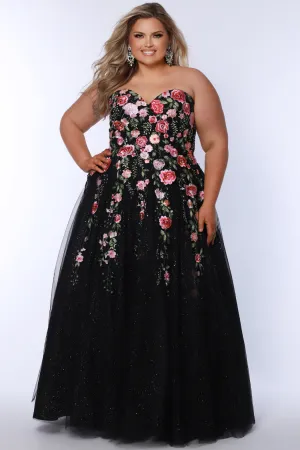 Natural Elegance Black Floral Ball Gown
