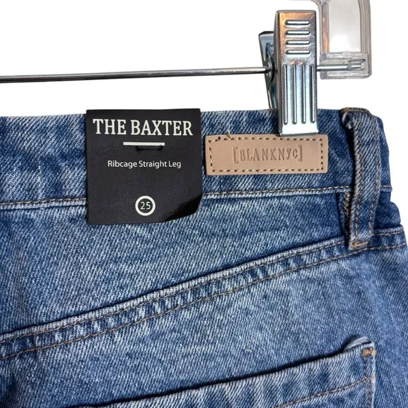 NEW Blank NYC Baxter Ribcage Straight Leg Jeans Sz. 25 Overboard Blue High Waist