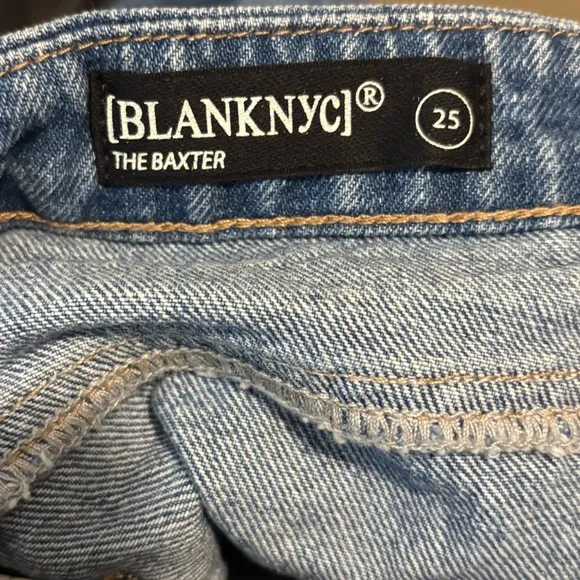 NEW Blank NYC Baxter Ribcage Straight Leg Jeans Sz. 25 Overboard Blue High Waist