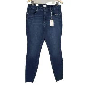 New Good American Women's Skinny Sculpting High Rise Raw Hem Luxury Jeans Sz. 16