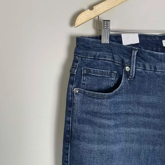New Good American Women's Skinny Sculpting High Rise Raw Hem Luxury Jeans Sz. 16