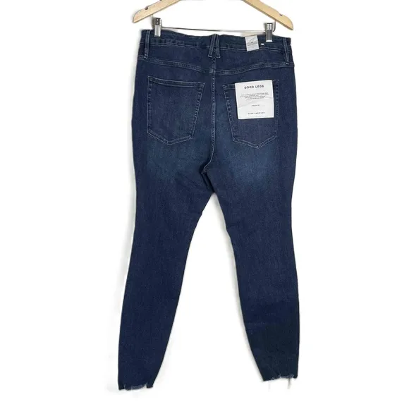 New Good American Women's Skinny Sculpting High Rise Raw Hem Luxury Jeans Sz. 16