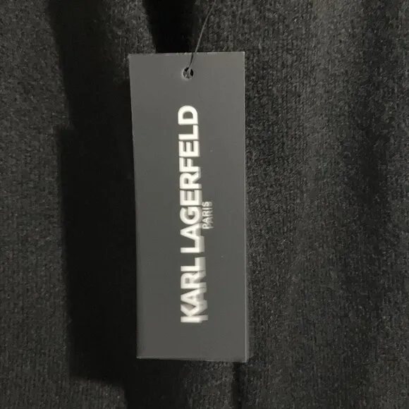 NEW Karl Lagerfeld Women’s Sz S Pullover Sweater Black Ruffle “C’est La Vie” NWT