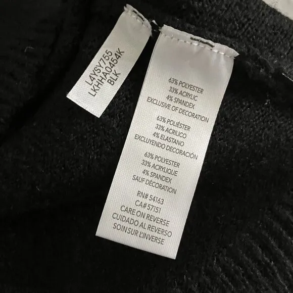 NEW Karl Lagerfeld Women’s Sz S Pullover Sweater Black Ruffle “C’est La Vie” NWT