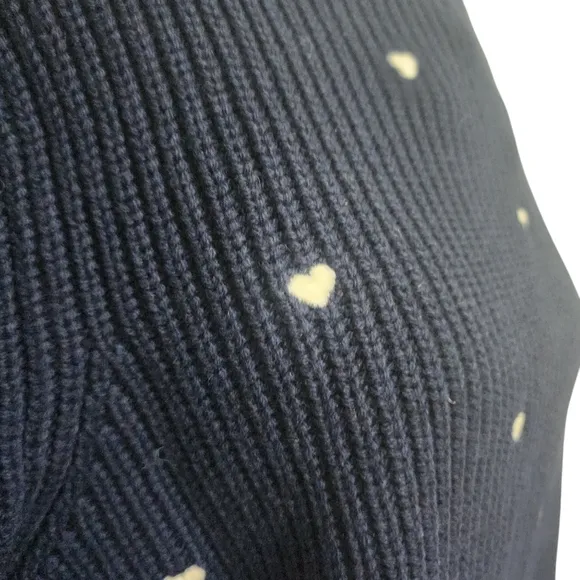 NEW Lucky Brand Crewneck Pullover Embroidered Heart Navy Sweater