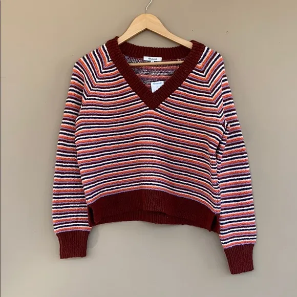 NEW • Madewell • Arden Striped V Neck Sweater