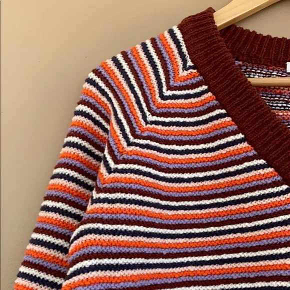 NEW • Madewell • Arden Striped V Neck Sweater