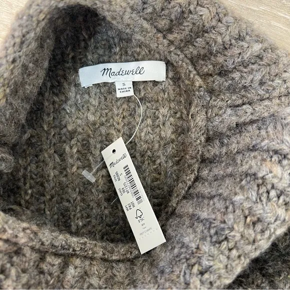 NEW Madewell Brown Loretto Mock Neck Pullover Sweater