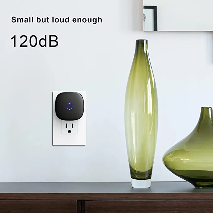 New SECRUI Wireless Doorbell, Waterproof Mini Doorbell 1,000ft Range 110dB Mute Mode 58 Door Chimes & Colorful LED Flashing - Black