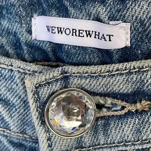 NEW, WEWOREWHAT, The Danielle Crystal High Rise Straight Jeans