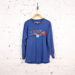 New York Giants Super Bowl Long Sleeve T Shirt - Blue - L
