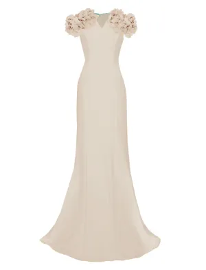 Nightingale Wedding Dress with Short Sleeve & Flowers
