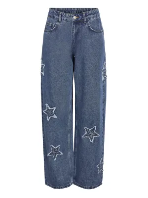 Noisy May Lonel wide star jeans medium blue