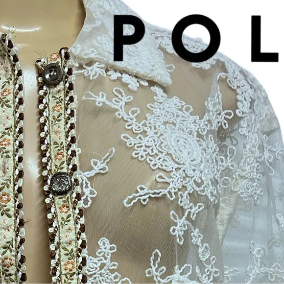 NWOT POL Sample Mesh Embellished Sheer Top